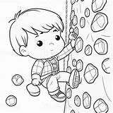 Climbing Coloring Climb Cartoon Pages Rock Mountain Outlined  sketch template