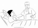 Doctor And Patient On Hospital Bed Coloring Page For Kids  Free sketch template