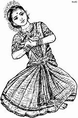 Folk Dances Of India Coloring Pages Bharatanatyam Dancer Page  sketch template