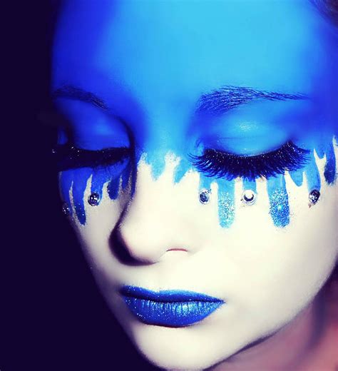 Crying Blue | Blue face paint, White face paint, Fantasy makeup