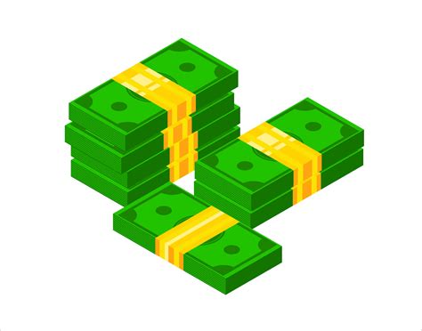 Pile of cash. Isometric dollar banknote icon. 3D Stacked dollar bundle vector illustration ...