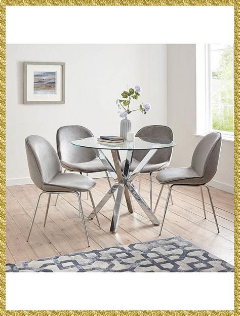 [Sponsored] Chopstick 100 Cm Glass Top Round Dining Table 5 Penny Velvet Chairs | Very.Co.Uk # ...