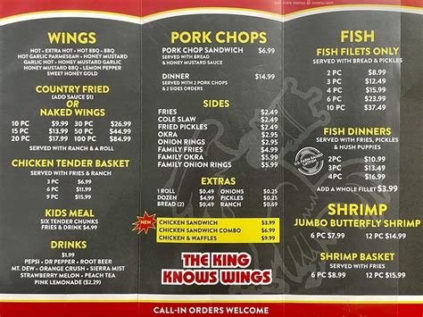 Menu at Chicken King restaurant, Bryant