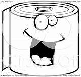 Cartoon Clipart Of A Black And White Happy Smiling Toilet Paper Roll  sketch template