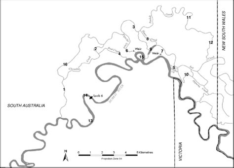 Map of the Chowilla Anabranch system and adjacent Murray River showing... | Download Scientific ...