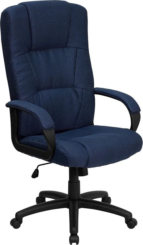 Amazon.com: BizChair High Back Navy Blue Fabric Executive Swivel Office Chair with Arms: Kitchen ...