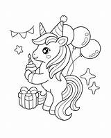 아이들을 위한 유니콘 생일 색칠 페이지 그림  프리미엄 벡터 sketch template