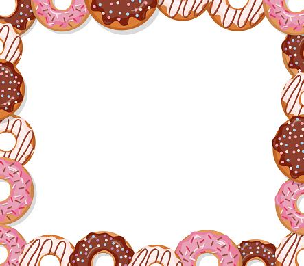 Sweet Bakery Design Template Cartoon Donut Frame Isolated On White Stock Illustration - Download ...