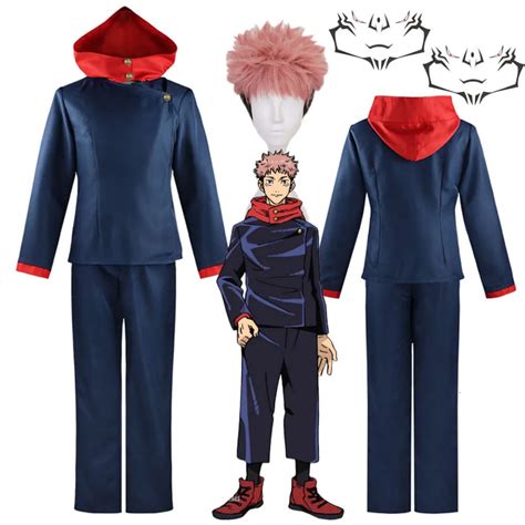 Itadori Yuji Cosplay Costume Jujutsu Kaisen Rurouni Kenshin Anime Uniform Wig Suit For Halloween ...