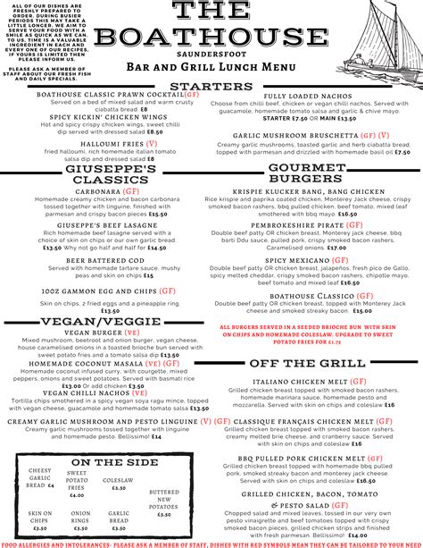 Menus - The Boathouse