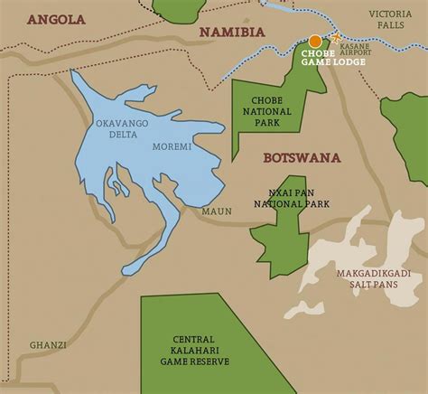 Botswana map national parks - Map of Botswana map national parks (Southern Africa - Africa)