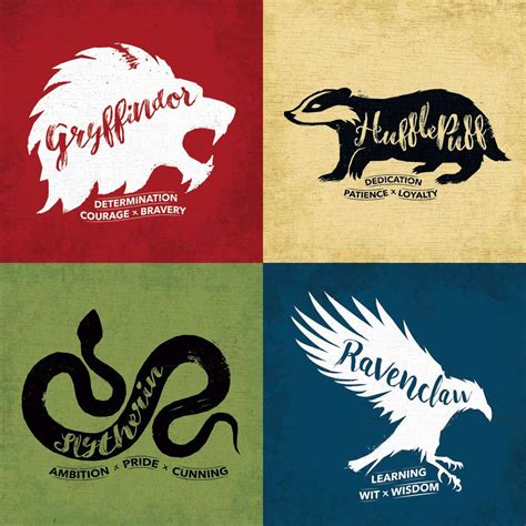 Harry Potter Houses Of Hogwarts Mottos Wall Art | Digital Art