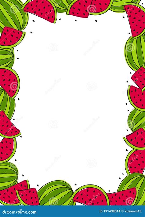 Watermelon Frame for Card or Banner Stock Vector - Illustration of design, slice: 191438014