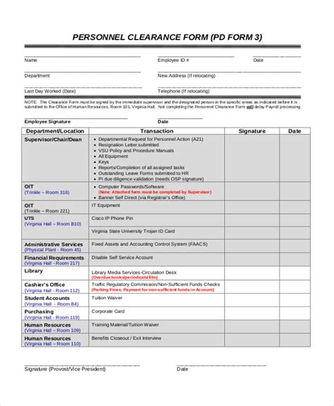 FREE 10+ Sample Employee Clearance Forms in PDF | MS Word | Excel