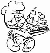 Baker Smurf With Cake coloring Page  Download Print Or Color Online sketch template