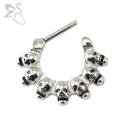 Skull nose ring septum piercing jewelry hoop nose rings septum piercing ...