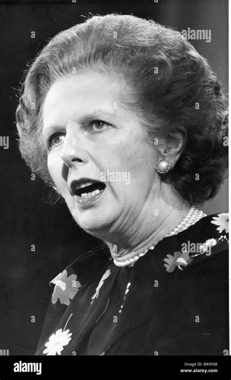 Margaret Thatcher giving a speech during a visit to Newcastle Stock ...