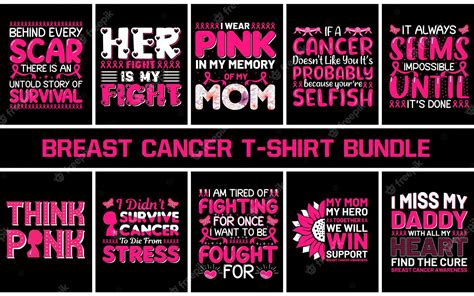 Premium Vector | Breast cancer t shirt design bundle lettering t shirt ...