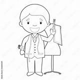 Easy coloring cartoon Vector Illustration Of A tailor Stock  sketch template