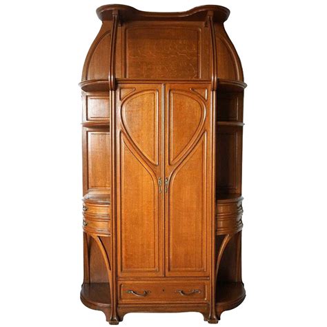 Large French Louis Majorelle Art Nouveau Quarter Sawn White Oak Cabinet ...