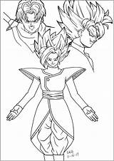 Black Goku Trunks And Zamasu  Dragon Ball Coloring Pages For Kids sketch template