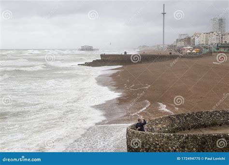 Stormy Weather on Brighton Sea Front Editorial Image - Image of east ...