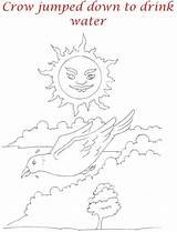 Thirsty Crow Coloring Page Sketch Template sketch template