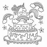 Unicorn Birthday Cake Coloring Page  ColoringBay sketch template