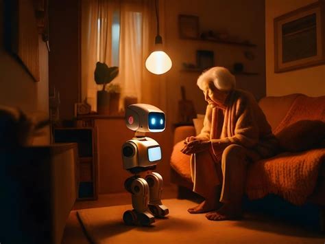 Premium AI Image | A personal robot assisting an elderly person at home