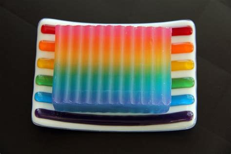 Items similar to Over the Rainbow Fused Glass Soap Dish Gift Set on Etsy