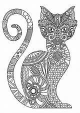Elegant Cat With complex Patterns  Coloring Pages For Adults sketch template
