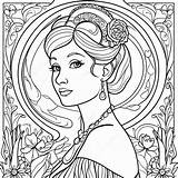 Elegant Art Nouveau Lady Coloring Page 53514 42336 sketch template