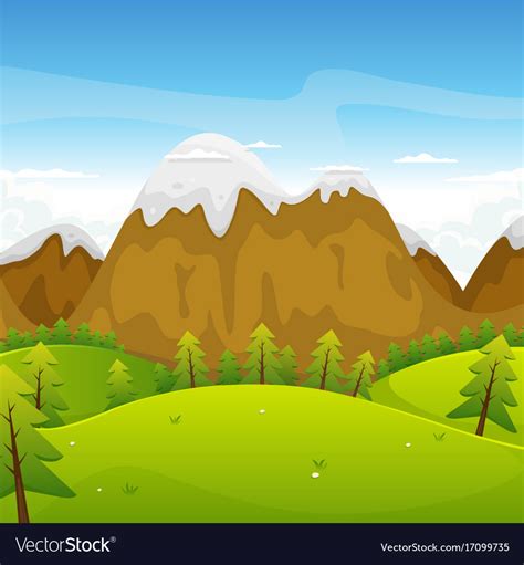 Cartoon mountains landscape Royalty Free Vector Image