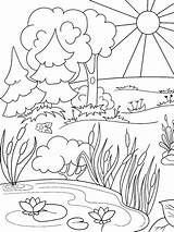 Nature Coloring Pages  Landscape Sea Mountains sketch template