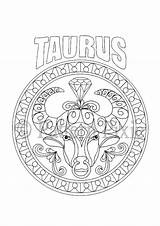 Adult Coloring Page Zodiac Taurus  Etsy España Signs Colors sketch template
