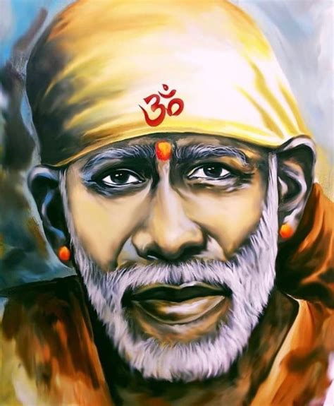 Painting of Sai Baba with Yellow Hat and Orange Eyeshade