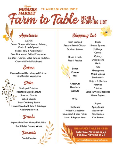 We're Open This Weekend! Farm to Table Thanksgiving Shopping and Menu Planning!