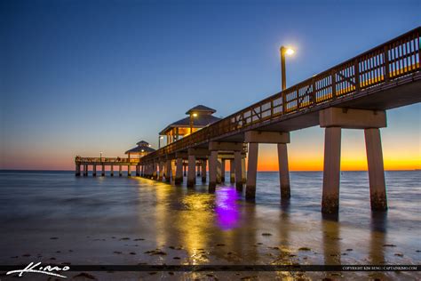 Fort Myers Beach Pier Florida After Sunset | HDR Photography by Captain Kimo