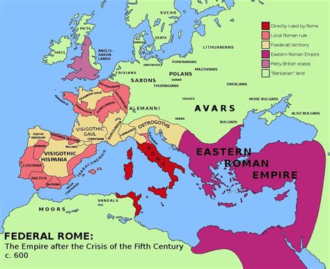 Federal Roman Empire: After the Crisis of the 5th Century (c 600) Maps History, Roman History ...