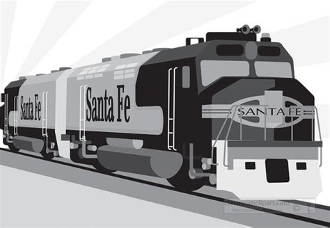 santa fe train engine train gray color - Classroom Clip Art