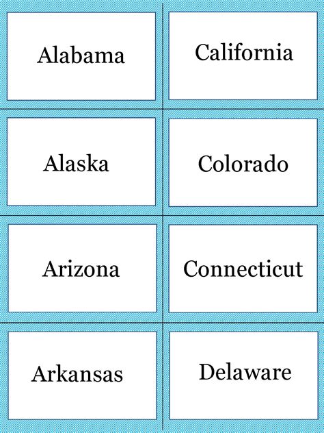 States And Capitals Printable Flashcards