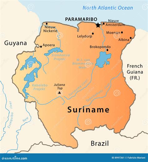 Suriname Map Stock Image - Image: 8997361