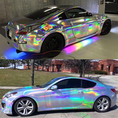 60"x300" Holographic Purple Rainbow Neo Chrome Car Vinyl Wrap Air ...