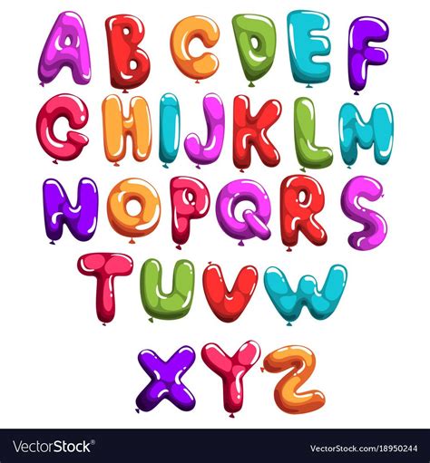 Set of colorful font in form balloons children s Vector Image | Art wall kids, Lettering ...