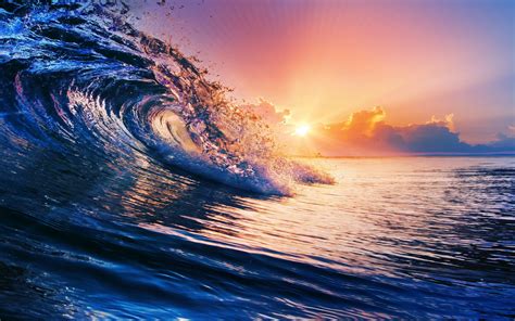 nature, Sunset, Sea, Waves, Clouds, Water, Colorful Wallpapers HD / Desktop and Mobile Backgrounds