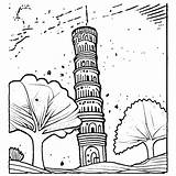 Leaning Tower Of Pisa Coloring Page · Creative Fabrica sketch template