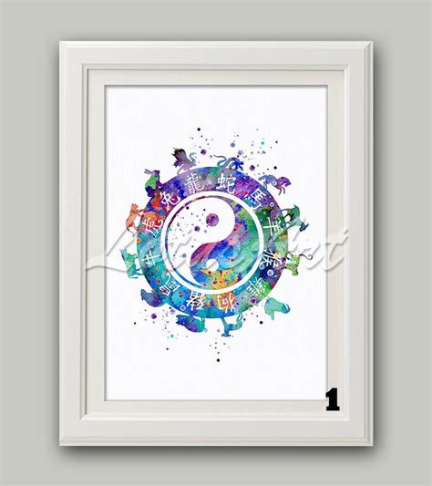 Zodiac Watercolor Wall Art Print Esoteric Poster Astrology Yin - Etsy