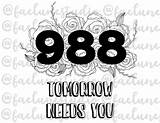 Mental Health Coloring Page Adult 988 Suicide  sketch template