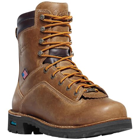 Men's Danner 8" Quarry USA GTX Waterproof Alloy Toe Work Boots, Brown - 614608, Work Boots at ...