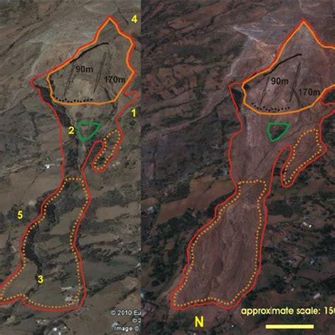 Main scarp of the complex landslide ( a in Fig. 4) with well visible ...